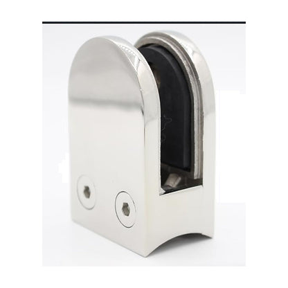 316 stainless steel curved back glass clamp, side view