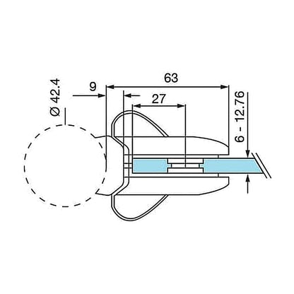 316 stainless steel glass gate latch technical drawing