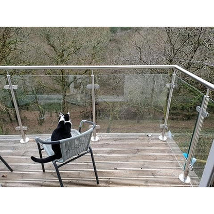 Glass balustrade with 316 stainless steel handrail installed