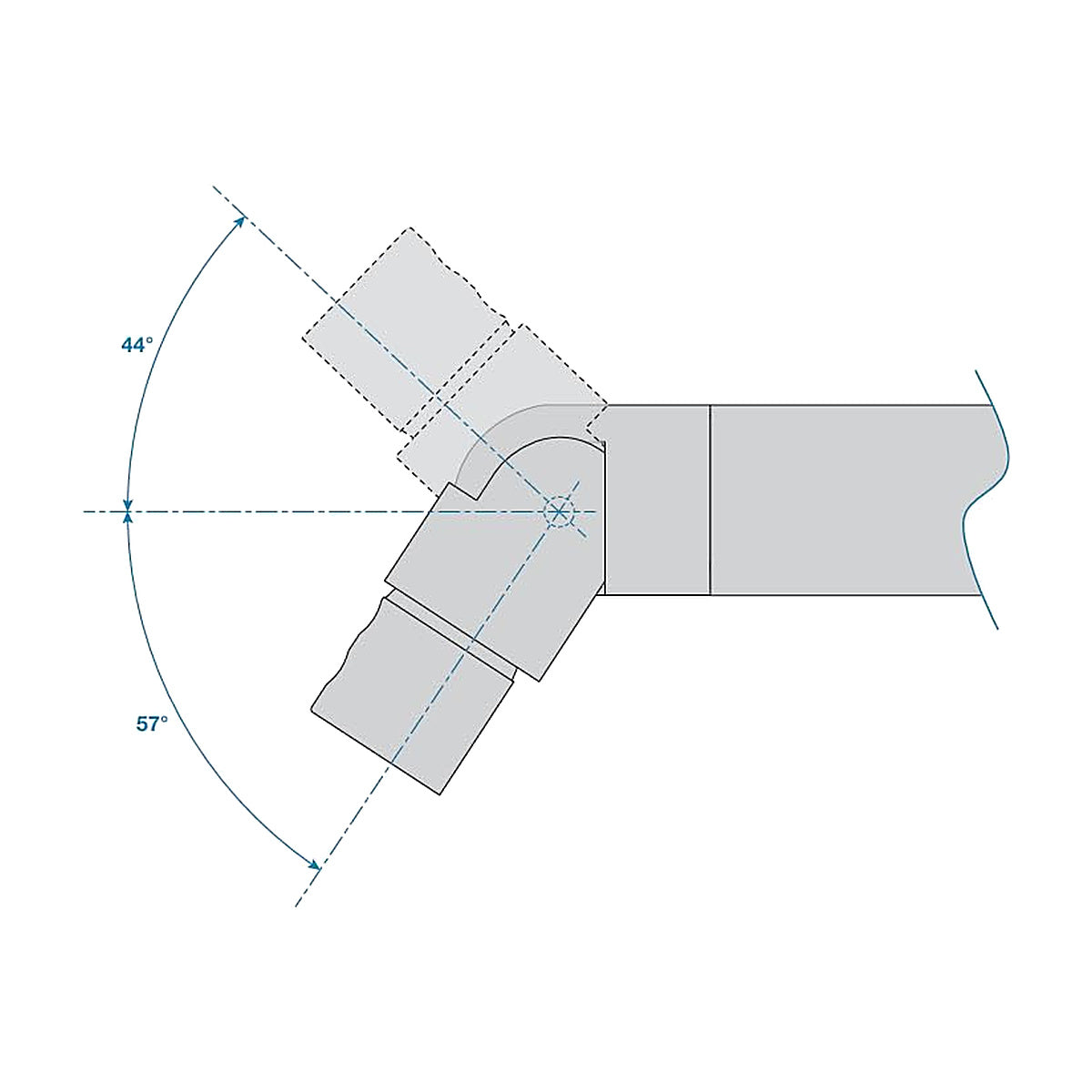 316 stainless steel adjustable handrail elbow technical drawing