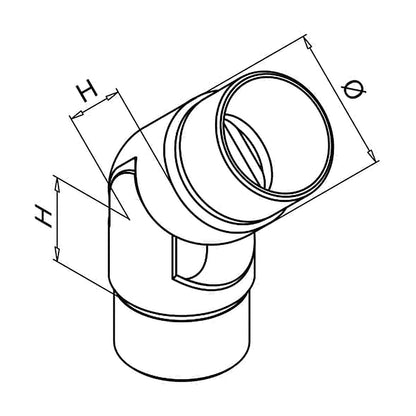 316 stainless steel adjustable handrail elbow technical drawing