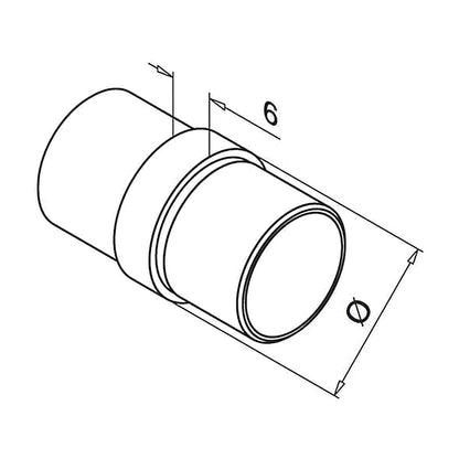 316 stainless steel straight handrail connector technical drawing