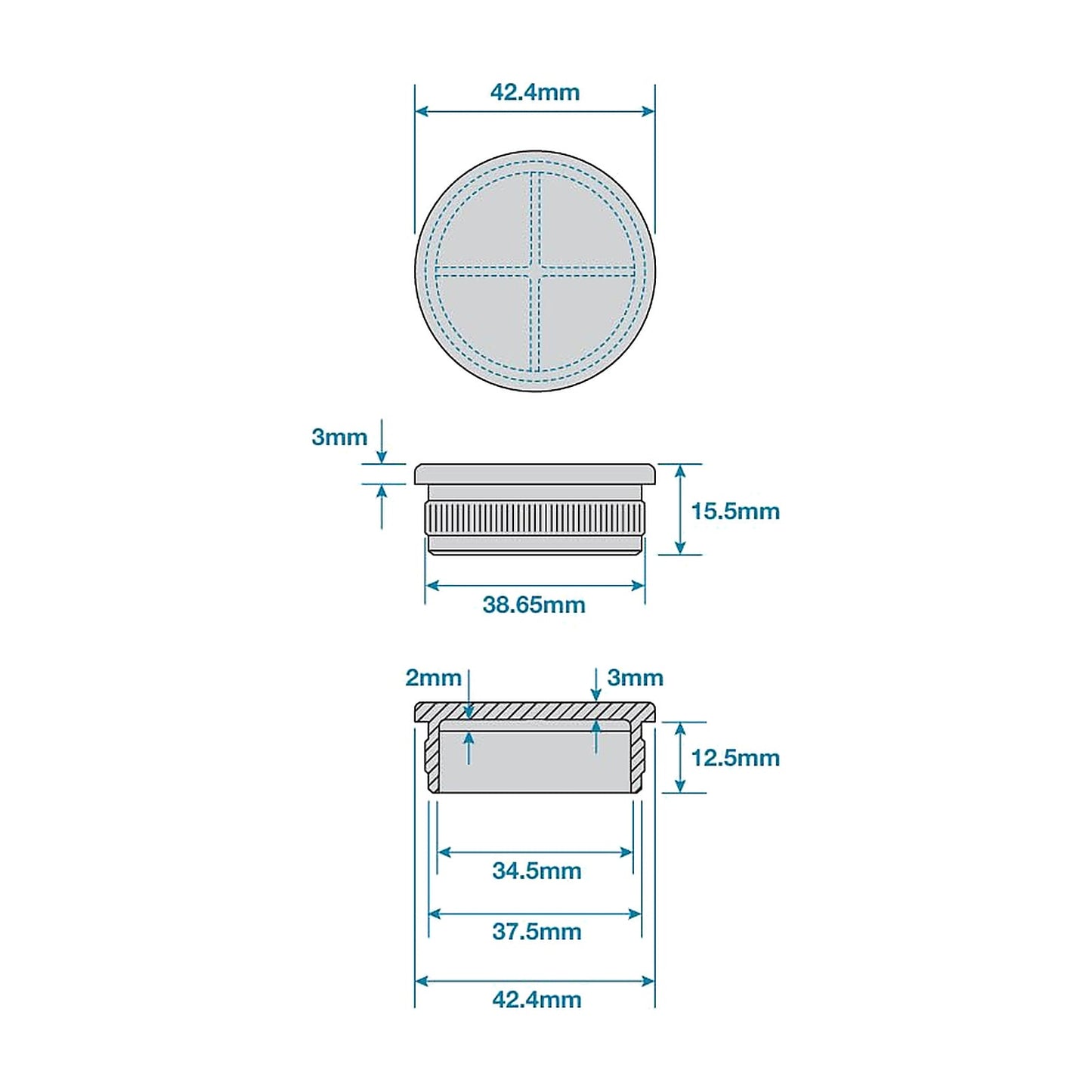316 stainless steel handrail end cap technical drawing
