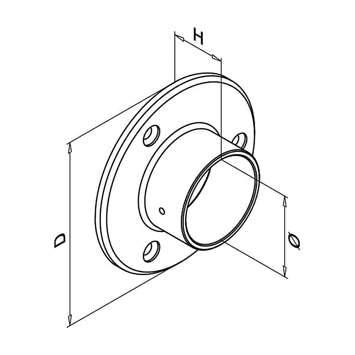 316 stainless steel handrail wall connector technical drawing