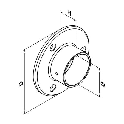316 stainless steel handrail wall connector technical drawing