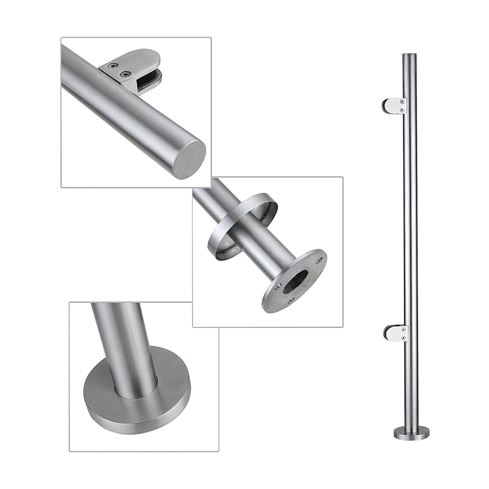316 stainless steel handrail balustrade end post with clamps
