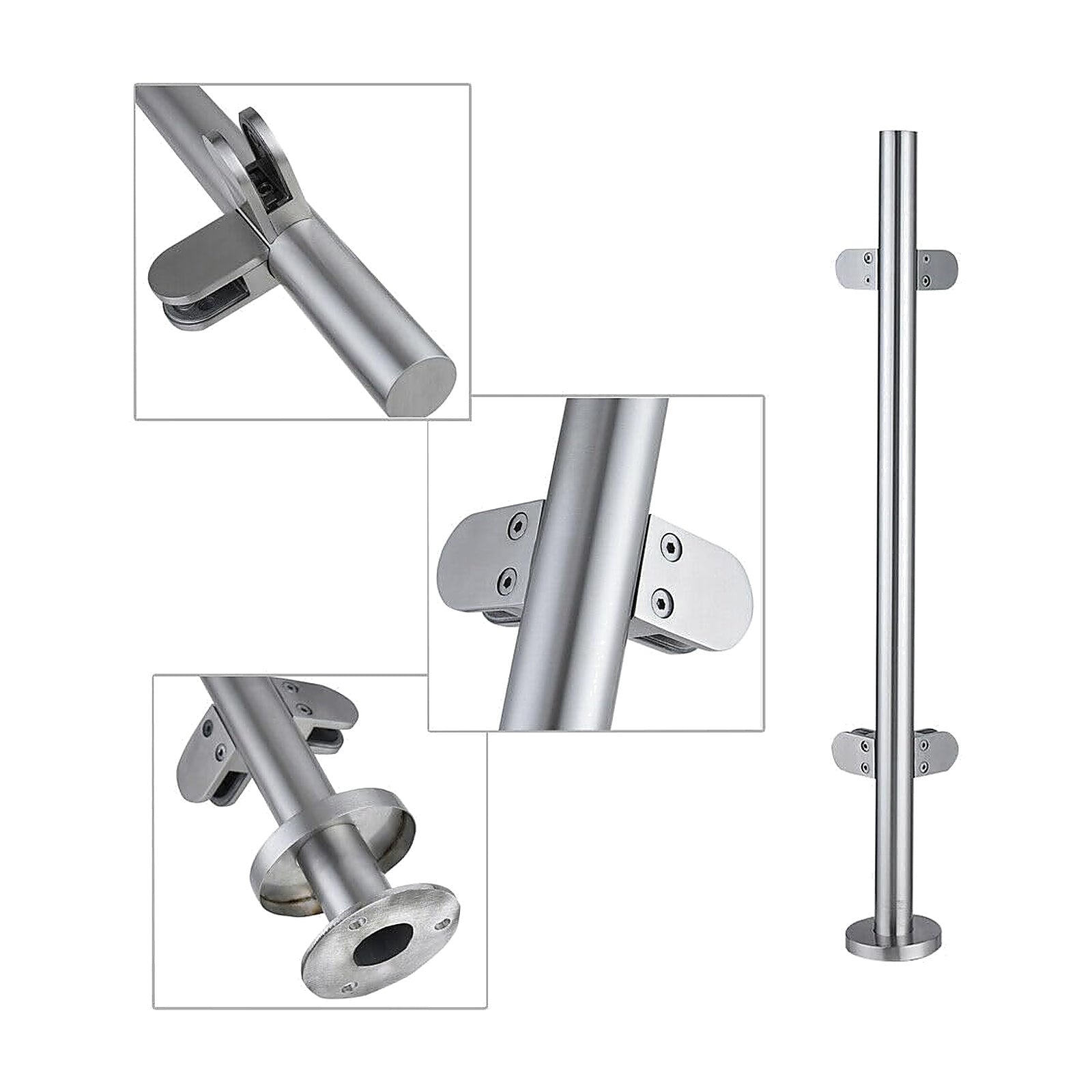 316 stainless steel balustrade corner post with four glass clamps