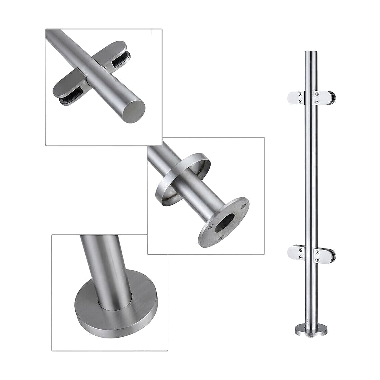 316 stainless steel balustrade centre post with four glass clamps