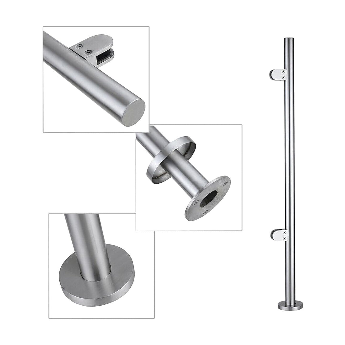 316 stainless steel balustrade end post with two glass clamps