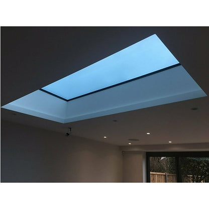 Triple glazed flat roof skylight viewed from inside