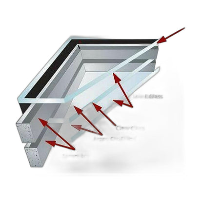 Triple glazed flat roof skylight technical drawing