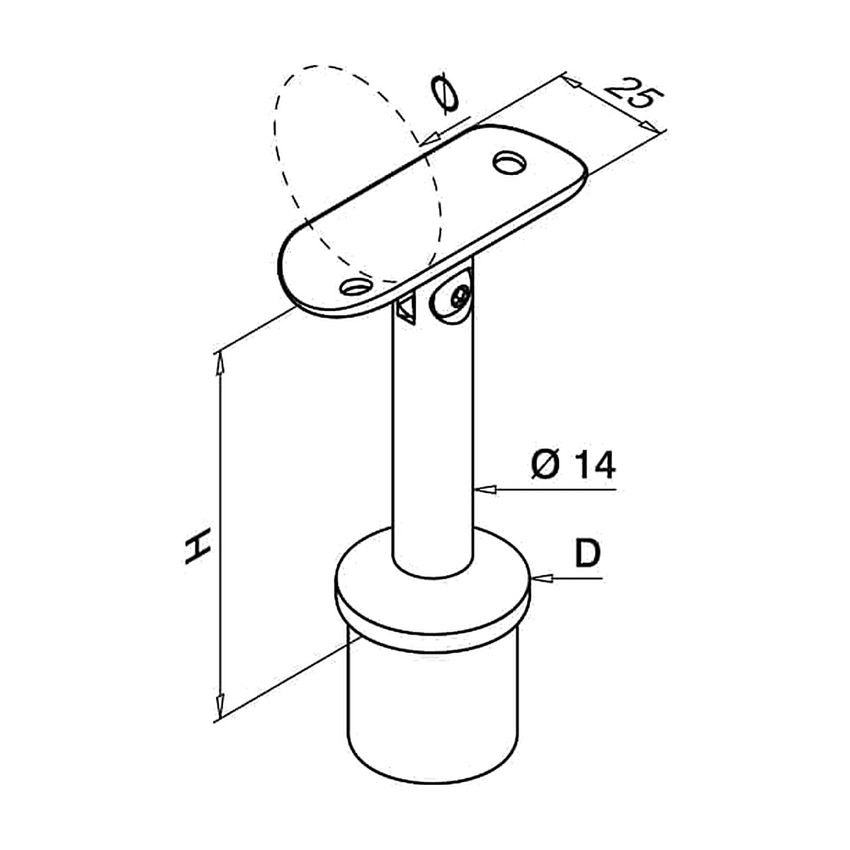 316 stainless steel adjustable staircase spigot technical drawing