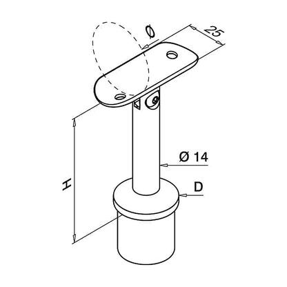 316 stainless steel adjustable staircase spigot technical drawing